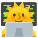 emoji - sun with computer